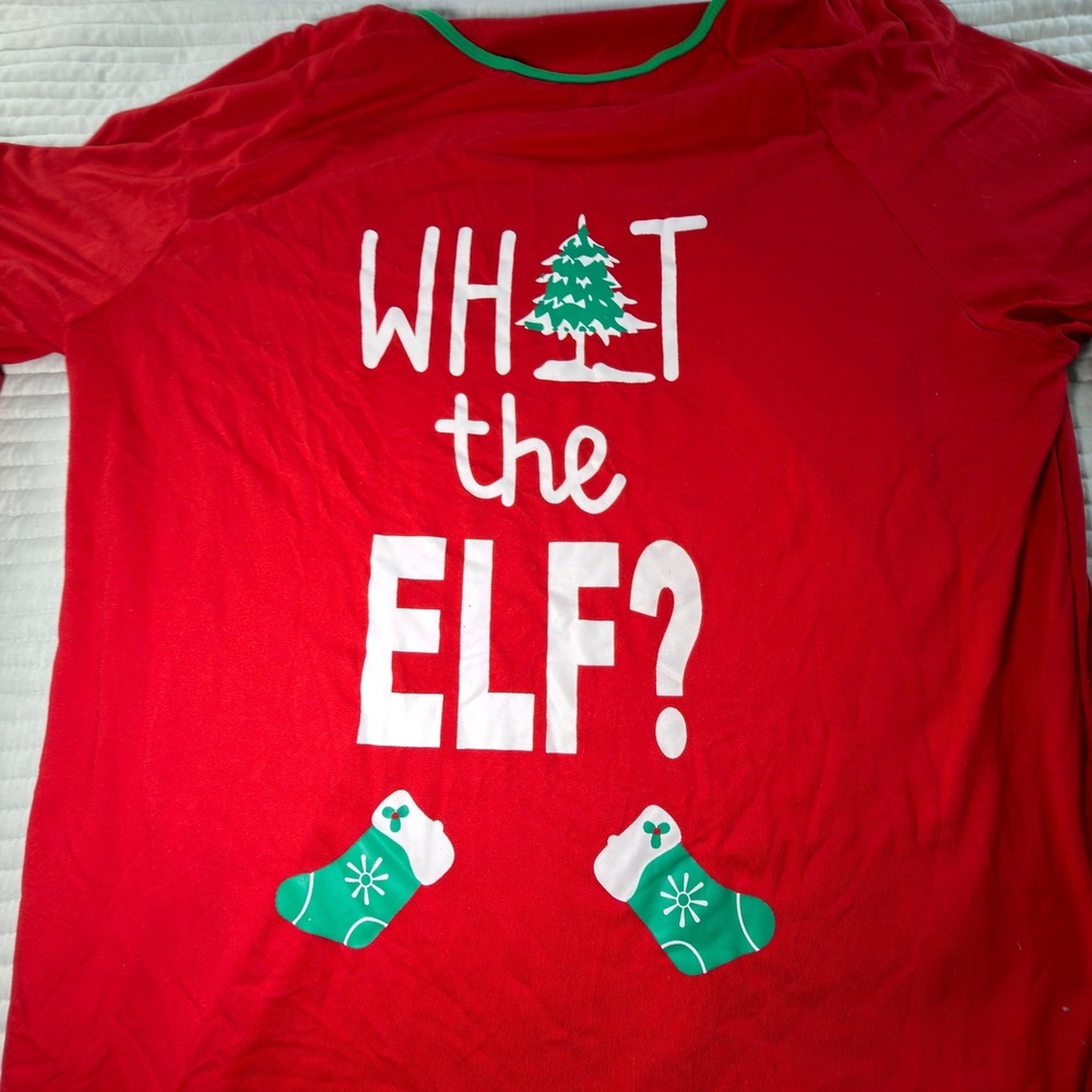 Unbranded Pajama Top Mens Large Red Excellent What The Elf Christmas Graphic